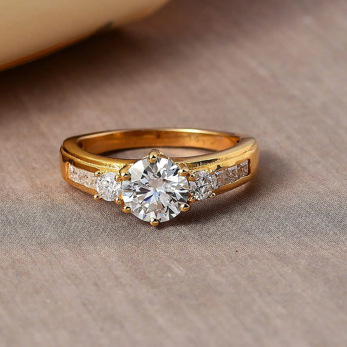 Moissanite Ring, Vermeil Yellow Gold Over Sterling Silver Ring, Ring For Women 1.75 ctw image number 1