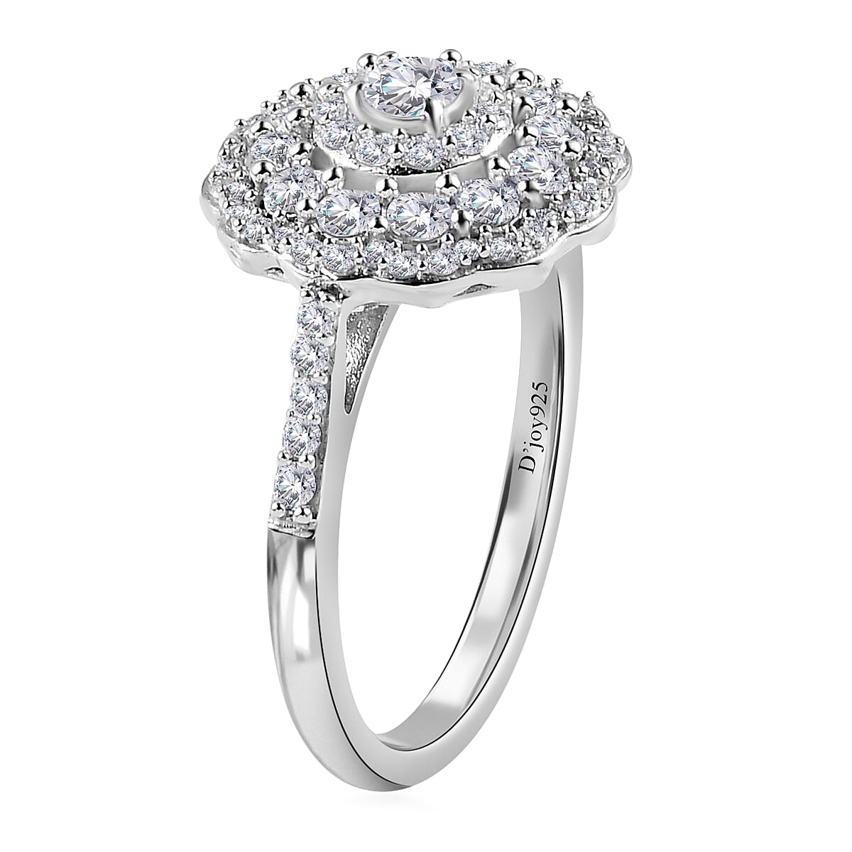 Moissanite Floral Ring  | Moissanite Ring | Cocktail Ring |Platinum Over Sterling Silver Ring 1.20 ctw image number 3