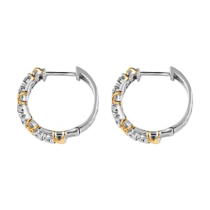 Moissanite Hoop Earrings in Vermeil Yellow Gold and Platinum Over Sterling Silver 1.25 ctw