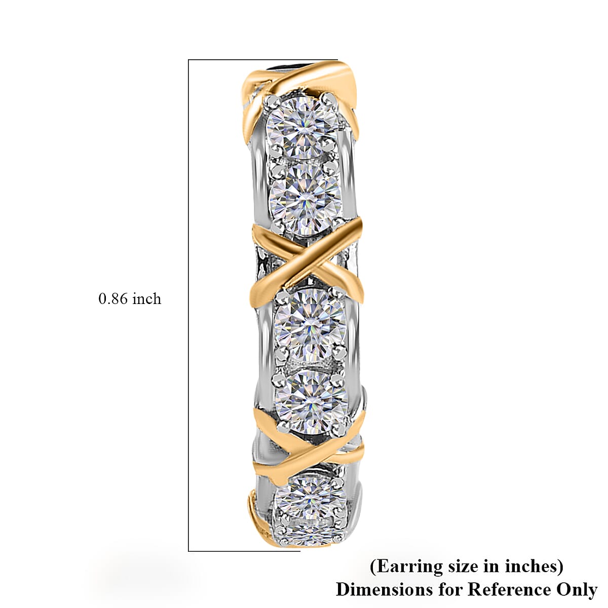 Moissanite Hoop Earrings in Vermeil Yellow Gold and Platinum Over Sterling Silver 1.25 ctw
