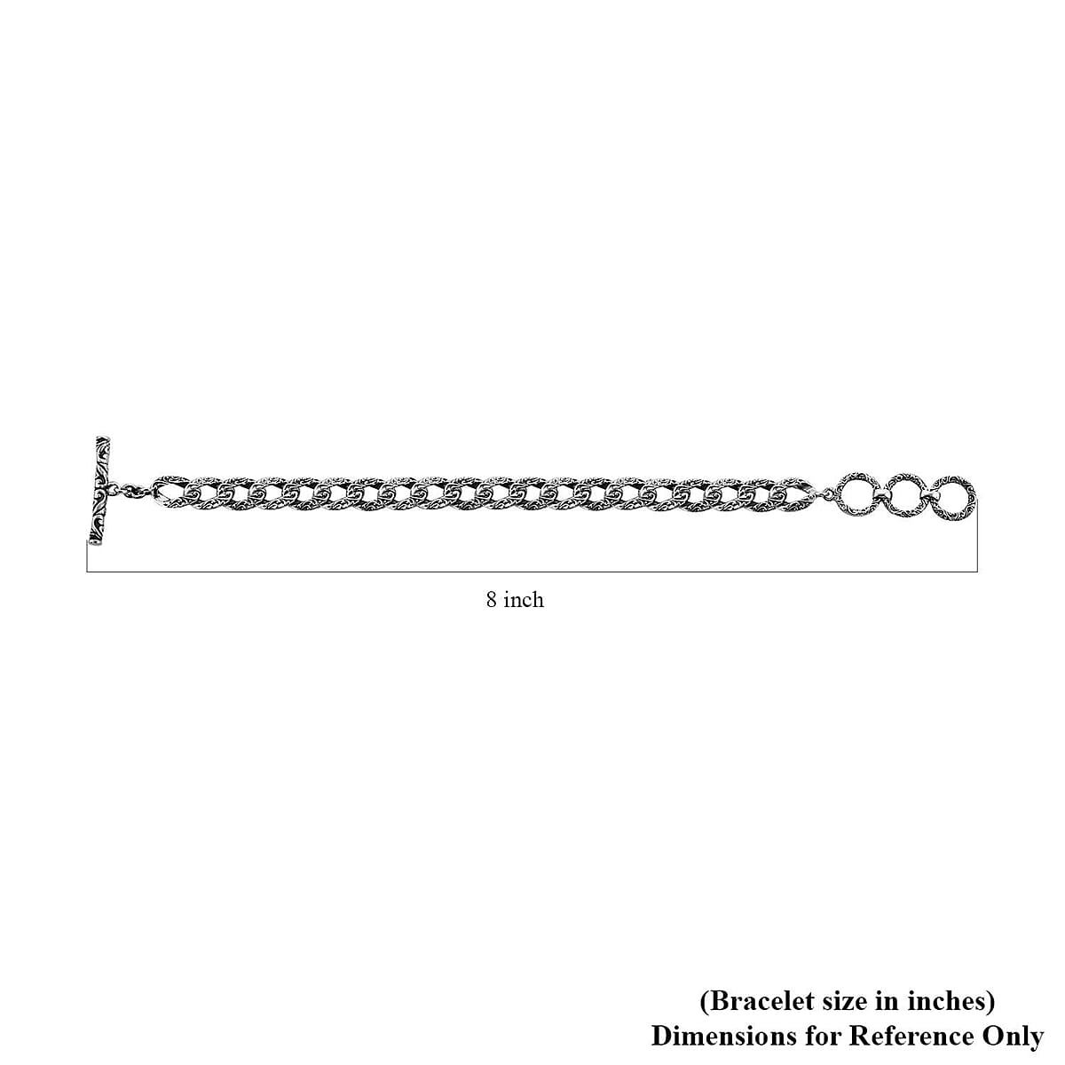 Bali Legacy Sterling Silver Filigree Texture Curb Bracelet with Toggle Clasp (7.50 In) 14 Grams image number 3