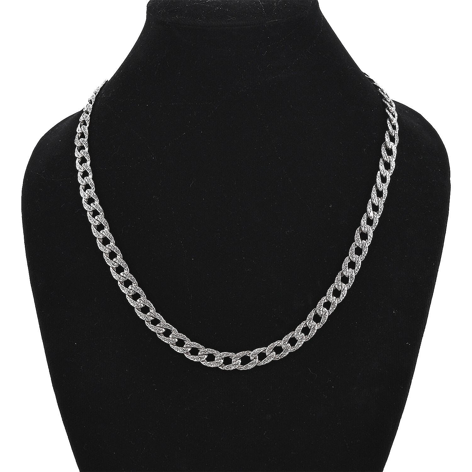 Bali Legacy Sterling Silver Filigree Texture Curb Necklace 18-20 Inches 34 Grams