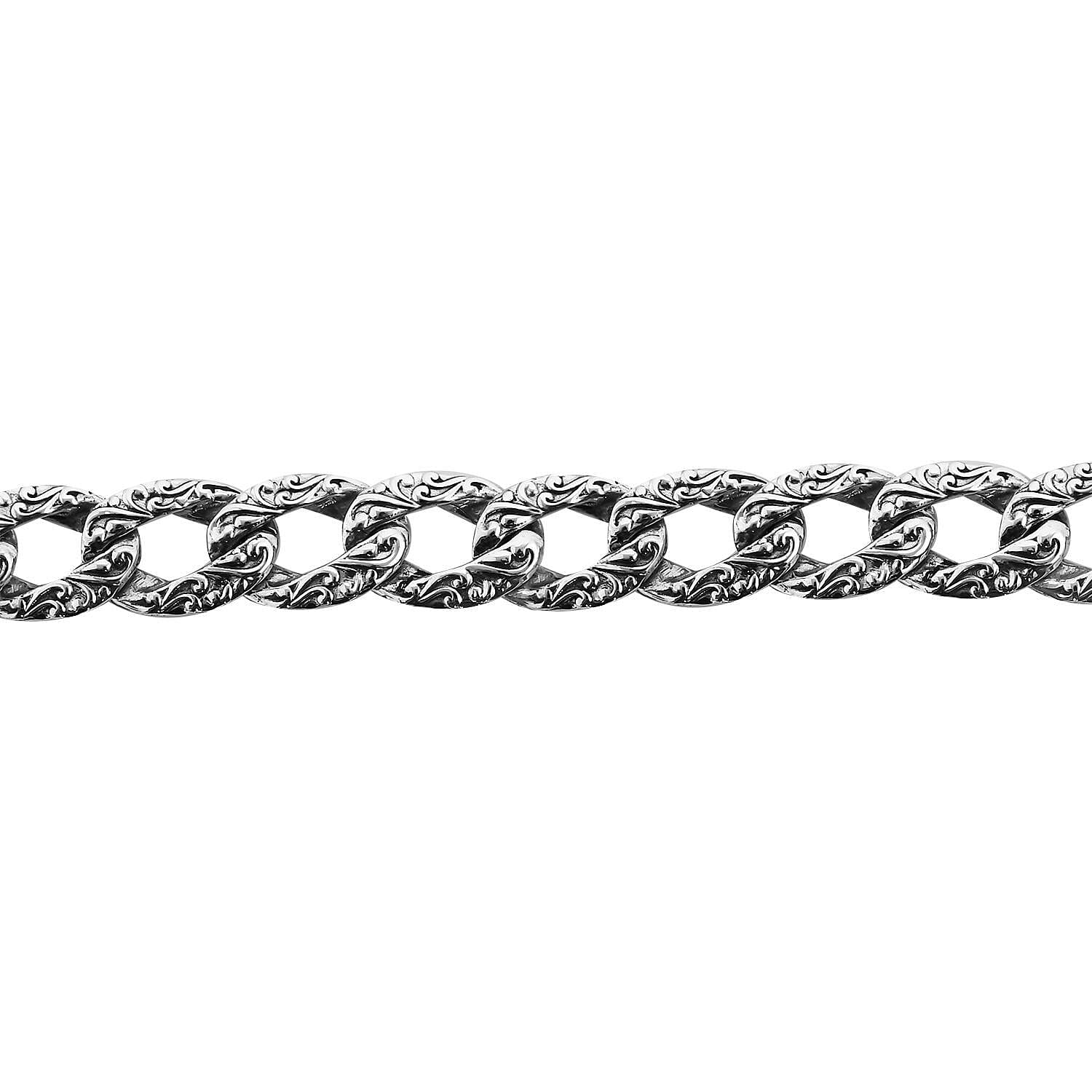 Bali Legacy Sterling Silver Filigree Texture Curb Necklace 18-20 Inches 34 Grams