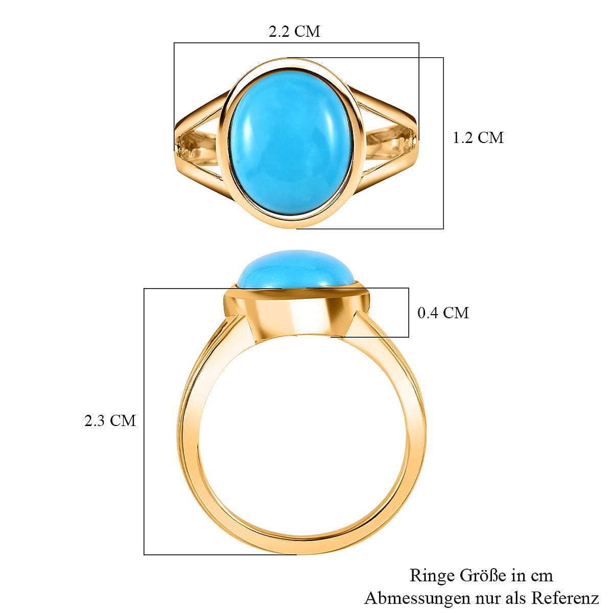Sleeping Beauty Turquoise 4.28 ctw Ring in Vermeil Yellow Gold Over Sterling Silver (Size 10)