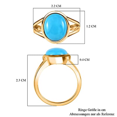 Sleeping Beauty Turquoise 4.28 ctw Ring in Vermeil Yellow Gold Over Sterling Silver (Size 10)
