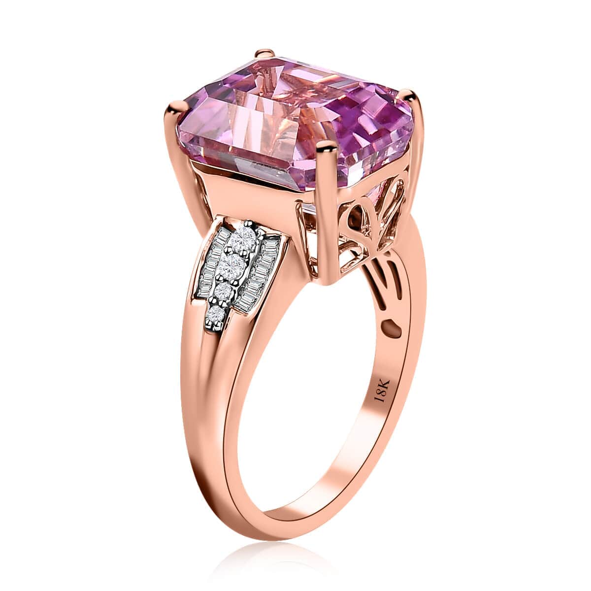 Iliana 18K Rose Gold AAAA Patroke Kunzite and G-H SI Diamond Ring (Size 6.0) 5.50 Grams 10.40 ctw image number 3