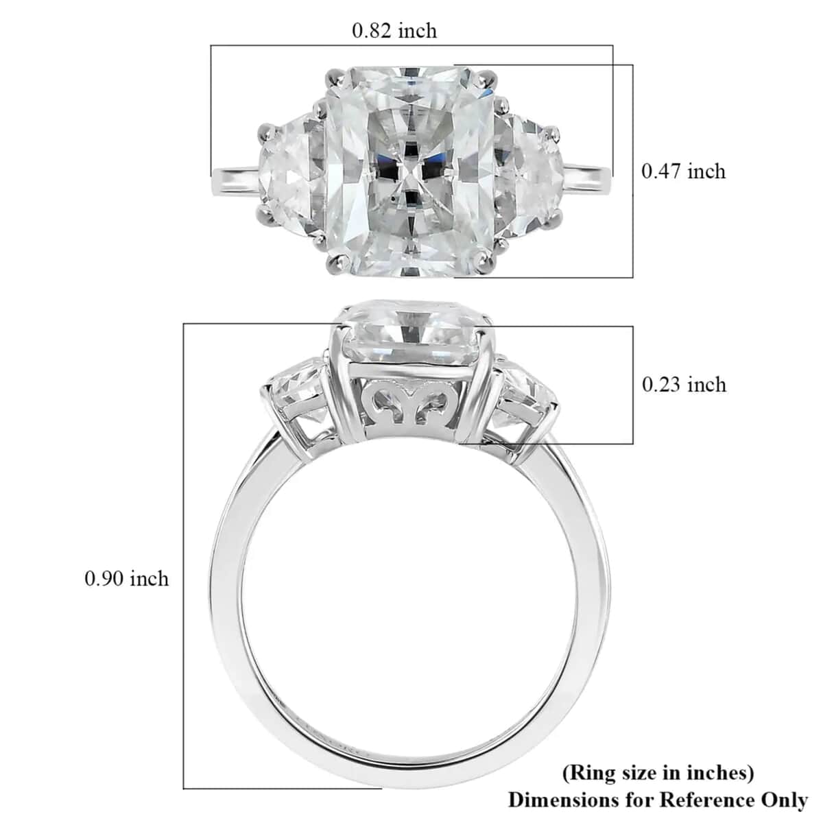 Luxoro Radiant Cut Moissanite Ring, Moissanite 3 Stone Ring, 10K White Gold Ring, Gold Three Stone Ring, Gold Jewelry For Her, Engagement Ring in Gold 4.15 ctw (Size 10.0) image number 6