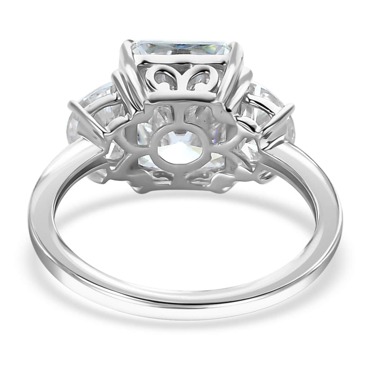 Radiant Cut Moissanite 4.25 ctw 3 Stone Ring in 10K White Gold (Size 5.0) image number 4