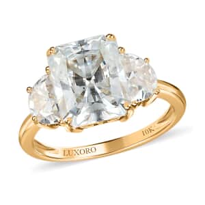 Luxoro Radiant Cut Moissanite 4.25 ctw Ring, Moissanite 3 Stone Ring, 10K Yellow Gold Ring, Gold Three Stone Ring, Gold Jewelry For Her, Engagement Ring in Gold (Size 10.0)