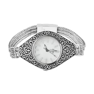 Mother’s Day Gift Bali Legacy EON 1962 Swiss Movement Sterling Silver 3 Layer Bracelet Watch (7.50 in) , Designer Bracelet Watch , Analog Luxury Wristwatch