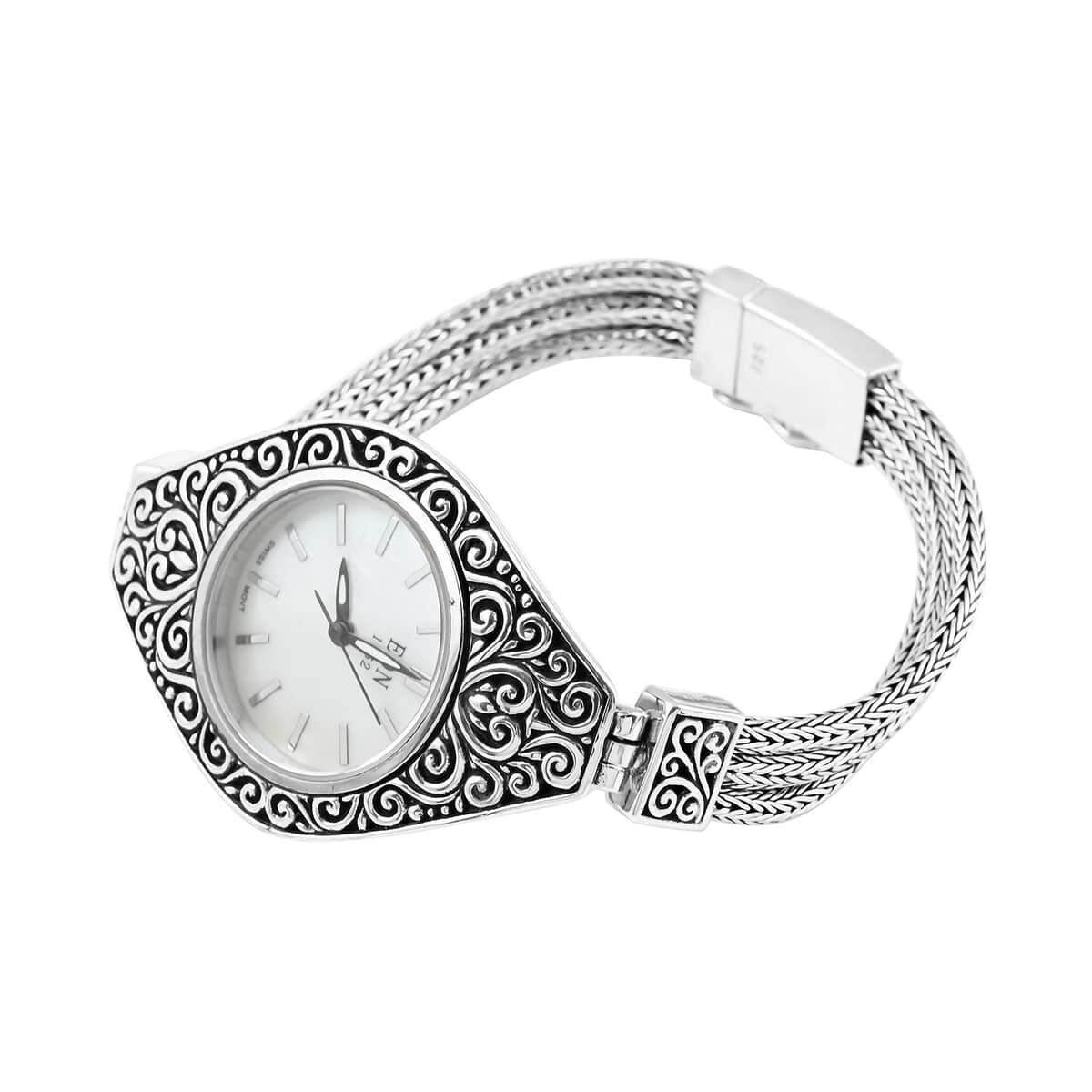 Mother’s Day Gift Bali Legacy EON 1962 Swiss Movement Sterling Silver 3 Layer Bracelet Watch (7.50 in) , Designer Bracelet Watch , Analog Luxury Wristwatch image number 3