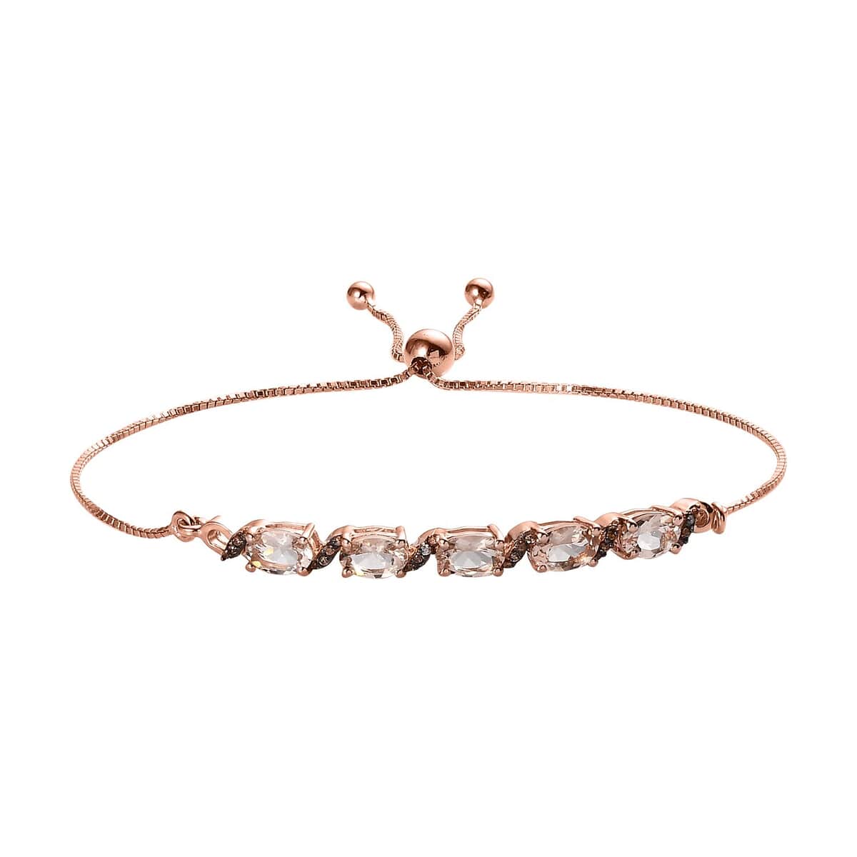 Marropino Morganite and Champagne Zircon Bolo Bracelet in Vermeil Rose Gold Over Sterling Silver 2.25 ctw image number 0