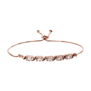 Marropino Morganite and Champagne Zircon Bolo Bracelet in Vermeil Rose Gold Over Sterling Silver 2.25 ctw