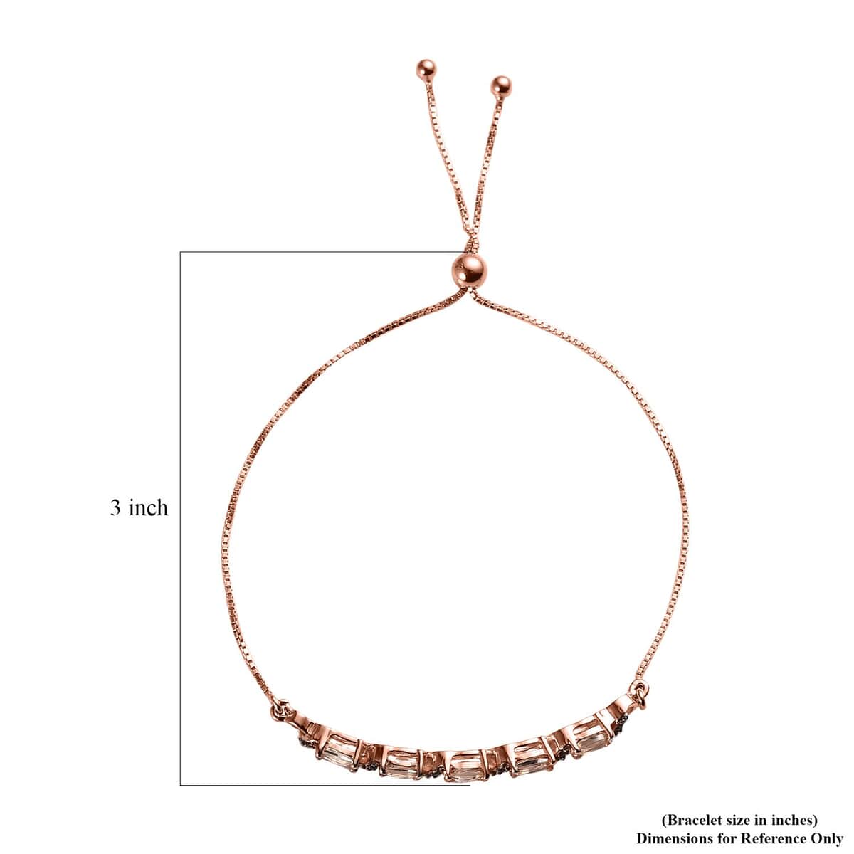 Marropino Morganite and Champagne Zircon Bolo Bracelet in Vermeil Rose Gold Over Sterling Silver 2.25 ctw image number 4