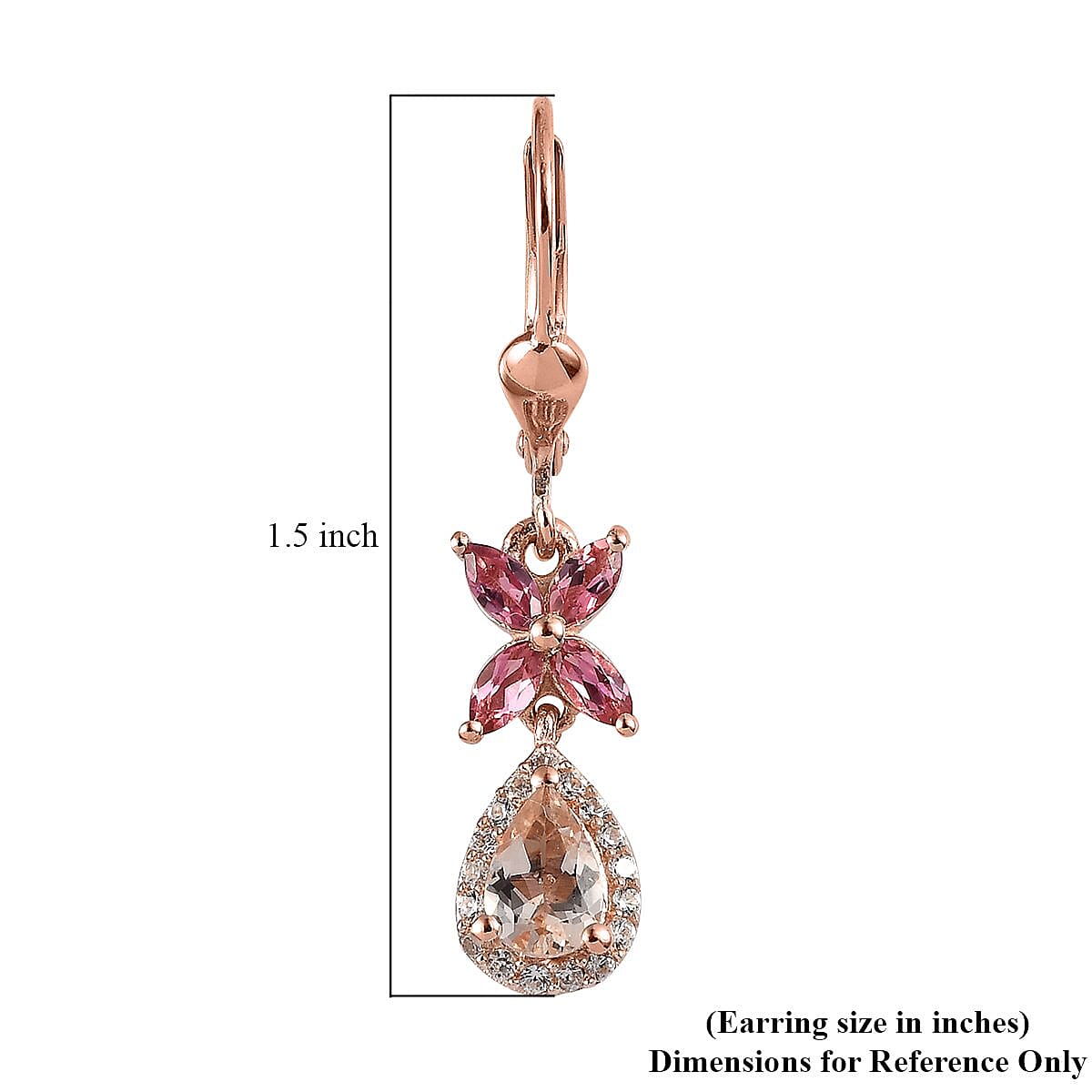 Marropino Morganite and Multi Gemstone Lever Back Earrings in Vermeil Rose Gold Over Sterling Silver 1.85 ctw image number 4