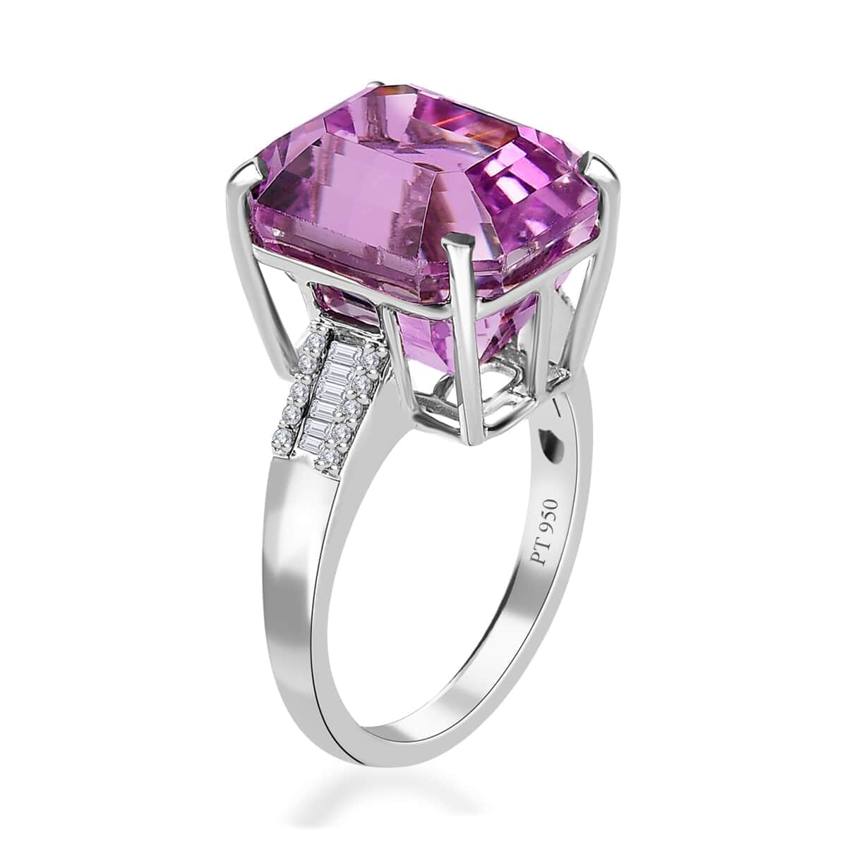 Rhapsody 950 Platinum AAAA Patroke Kunzite and E-F VS Diamond Ring 7.65 Grams 10.35 ctw image number 3