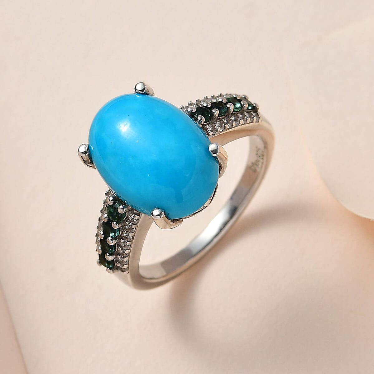 Premium Sleeping Beauty Turquoise and Multi Gemstone Ring in Platinum Over Sterling Silver (Size 10.0) 5.85 ctw image number 1
