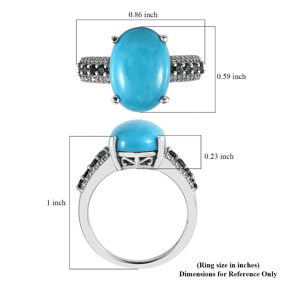 Premium Sleeping Beauty Turquoise and Multi Gemstone Ring in Platinum Over Sterling Silver (Size 10.0) 5.85 ctw image number 5