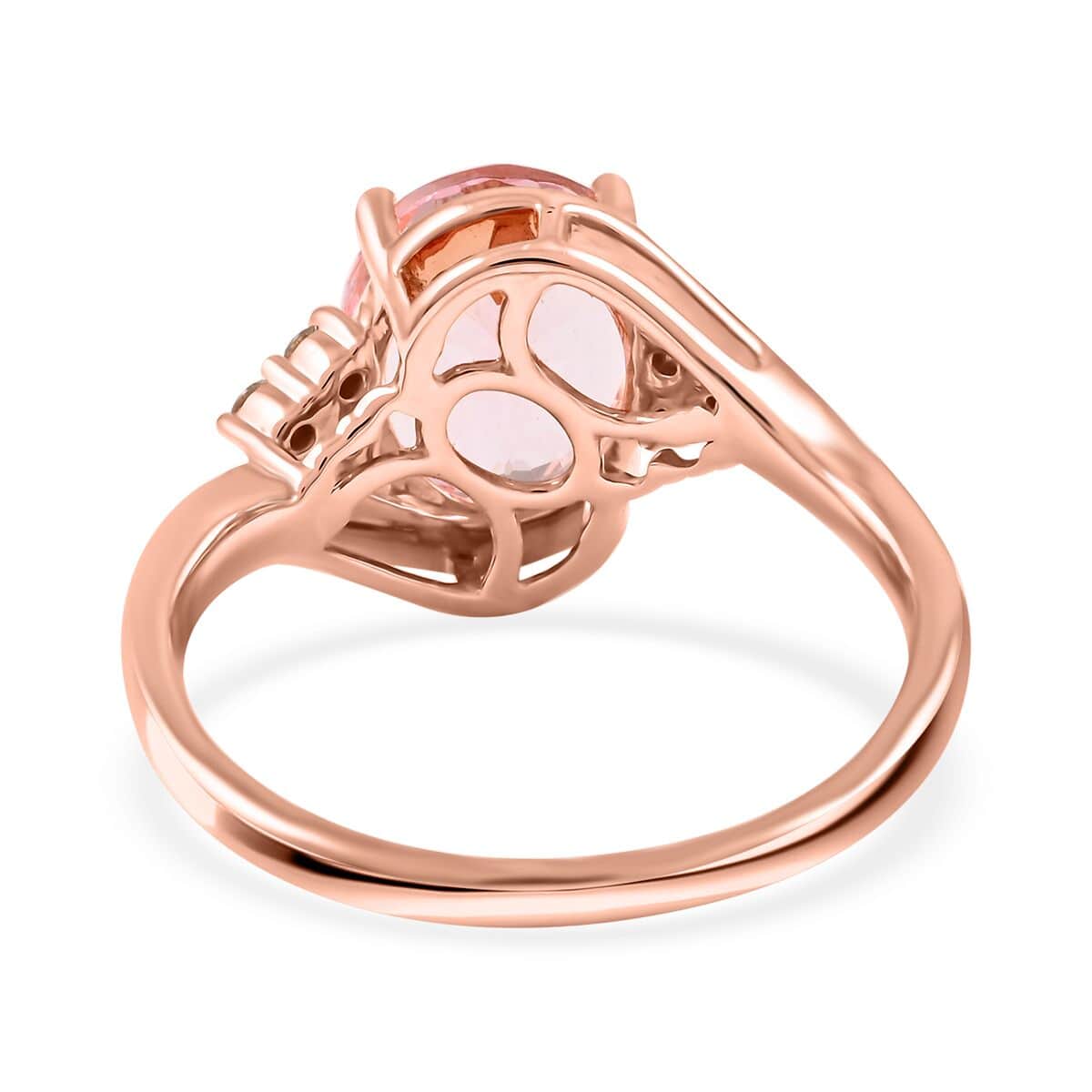 Luxoro 14K Rose Gold AAA PALMEIRAS Pink Morganite By Tony Diniz and G-H I2 Diamond Ring (Size 7.0) 2.50 ctw image number 4