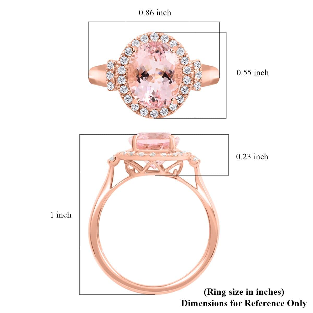 Luxoro 14K Rose Gold AAA Palmeiras Pink Morganite and G-H I2 Diamond Halo Ring (Size 9.0) 2.70 ctw image number 5