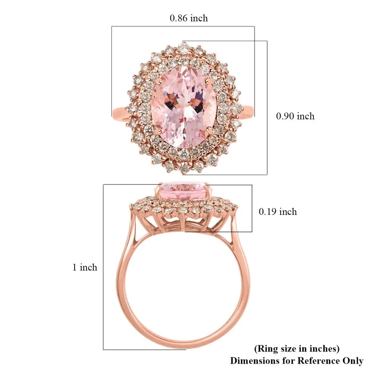 Luxoro 14K Rose Gold AAA Pink Morganite and G-H I2 Diamond Sunburst Ring 3.90 ctw image number 6