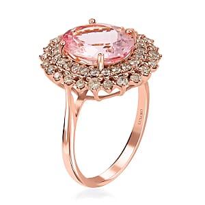 Certified & Appraised Luxoro AAA Pink Morganite and G-H I2 Diamond 3.90 ctw Sunburst Ring, Accent Ring, 14K Rose Gold Ring, Morganite Ring, Gold Jewelry For Her (Size 6.0)