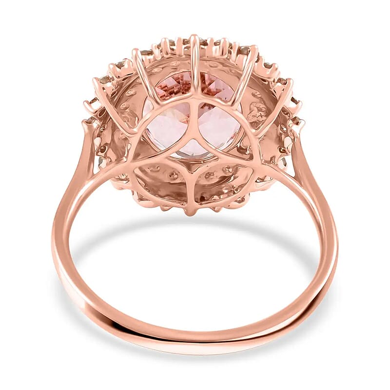 Certified & Appraised Luxoro AAA Pink Morganite and G-H I2 Diamond 3.90 ctw Sunburst Ring, Accent Ring, 14K Rose Gold Ring, Morganite Ring, Gold Jewelry For Her (Size 6.0)