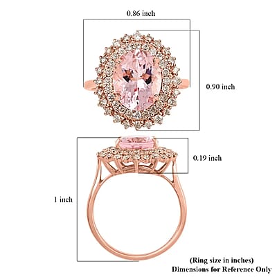 Certified & Appraised Luxoro AAA Pink Morganite and G-H I2 Diamond 3.90 ctw Sunburst Ring, Accent Ring, 14K Rose Gold Ring, Morganite Ring, Gold Jewelry For Her (Size 6.0)