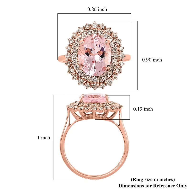 Certified & Appraised Luxoro AAA Pink Morganite and G-H I2 Diamond 3.90 ctw Sunburst Ring, Accent Ring, 14K Rose Gold Ring, Morganite Ring, Gold Jewelry For Her (Size 6.0)