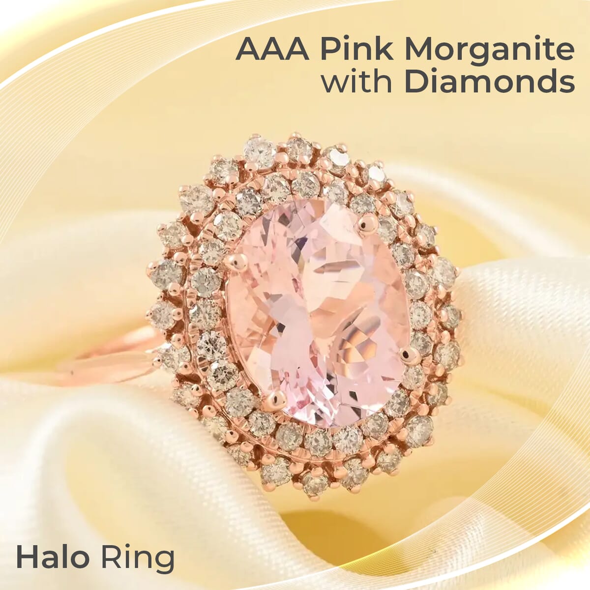 Certified & Appraised Luxoro AAA Pink Morganite and G-H I2 Diamond 3.90 ctw Sunburst Ring, Accent Ring, 14K Rose Gold Ring, Morganite Ring, Gold Jewelry For Her (Size 7.0) image number 1