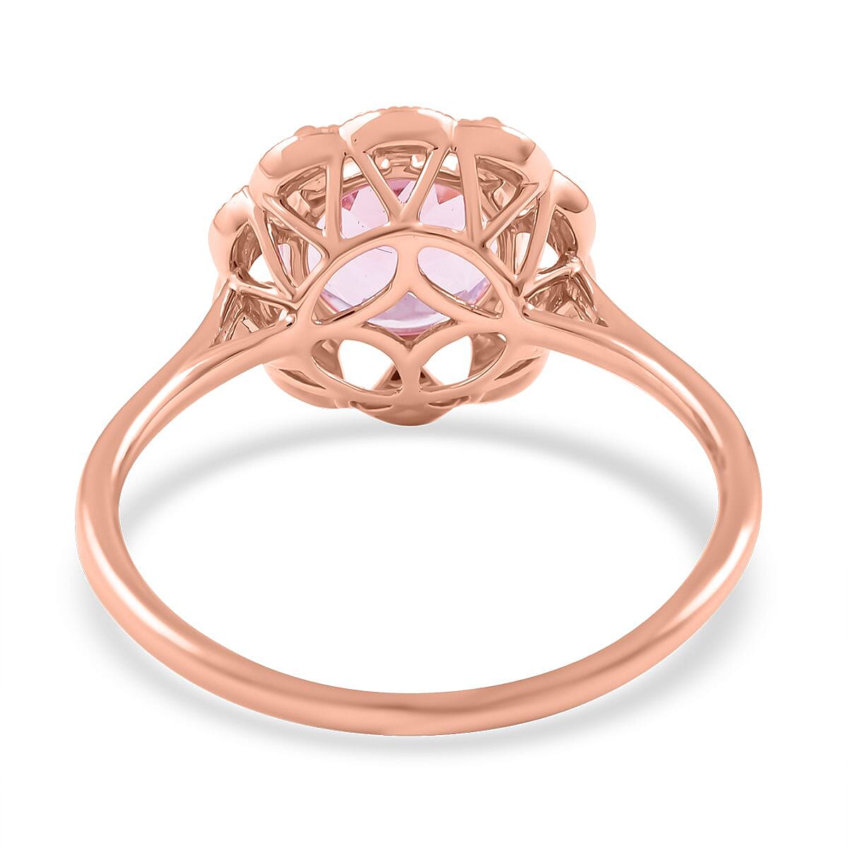 Luxoro 14K Rose Gold AAA Palmeiras Pink Morganite and G-H I2 Diamond Floral Ring (Size 7.0) 2.60 ctw image number 4