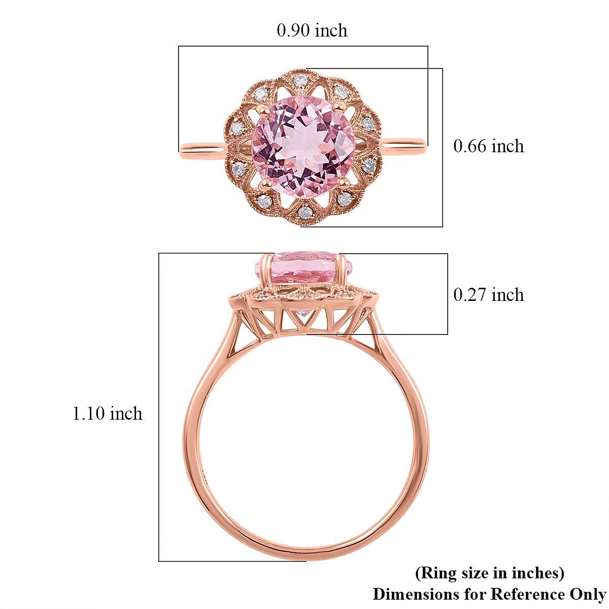 Luxoro 14K Rose Gold AAA Palmeiras Pink Morganite and G-H I2 Diamond Floral Ring (Size 7.0) 2.60 ctw image number 5