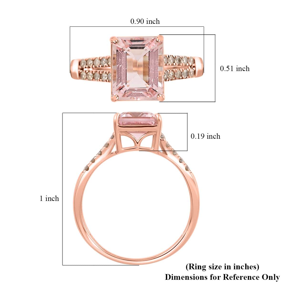 Luxoro 14K Rose Gold AAA Pink Morganite and G-H I2 Diamond Ring 3.15 ctw image number 5