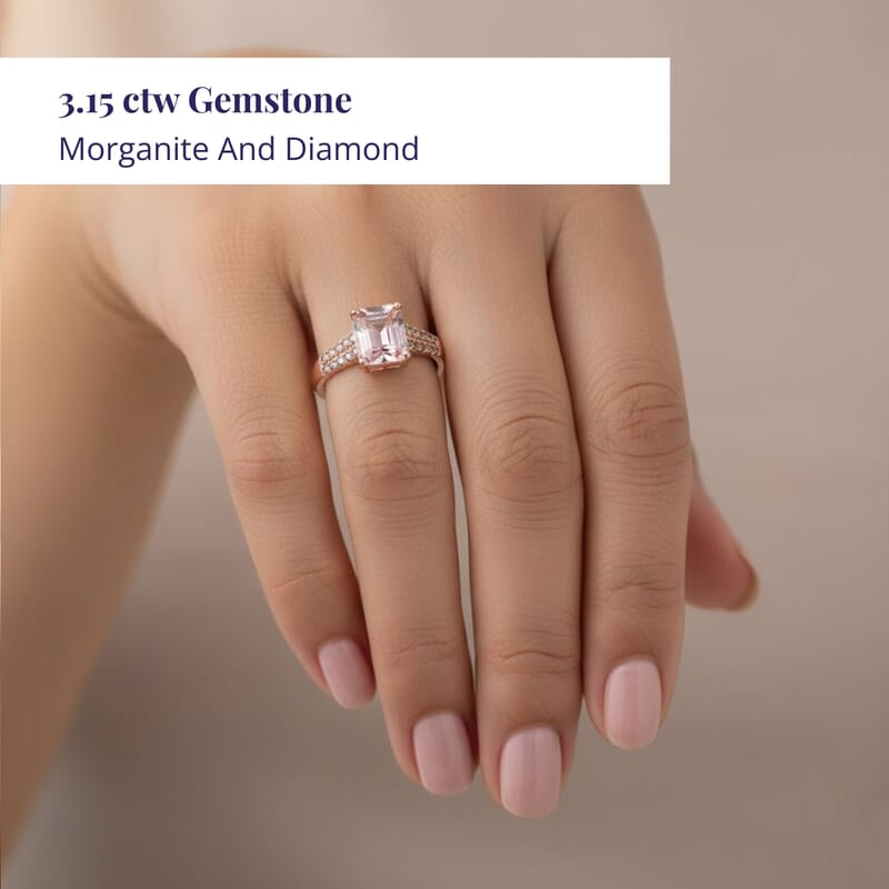 Luxoro AAA Pink Morganite and G-H I2 Diamond 3.15 ctw Ring in 14K Rose Gold (Size 6.0)