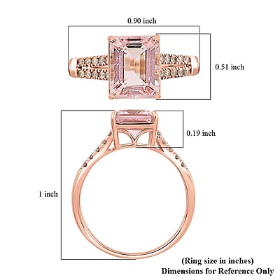 Luxoro AAA Pink Morganite and G-H I2 Diamond 3.15 ctw Ring in 14K Rose Gold (Size 8.0)