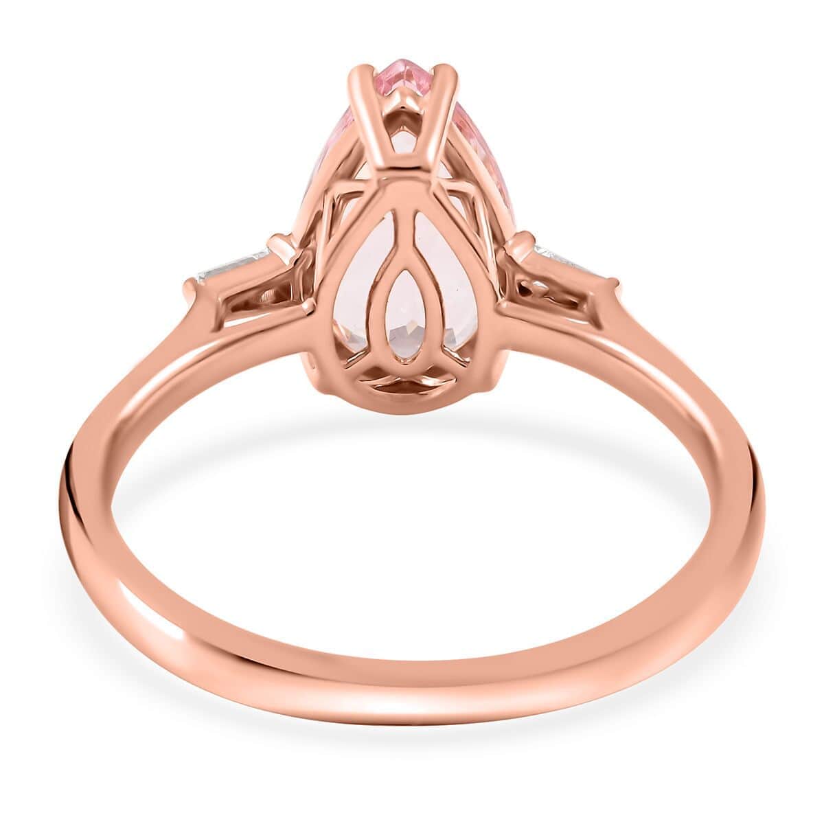 Iliana 18K Rose Gold AAA Pink Morganite and G-H SI Diamond Ring 1.90 ctw image number 4