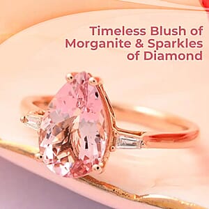 Iliana AAA Pink Morganite and G-H SI Diamond 1.90 ctw Accent Ring, 18K Rose Gold Ring, Wedding Ring, Gold Gift For Her (Size 6.0)
