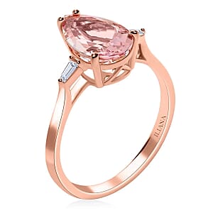 Iliana AAA Pink Morganite and G-H SI Diamond 1.90 ctw Accent Ring, 18K Rose Gold Ring, Wedding Ring, Gold Gift For Her (Size 8.0)