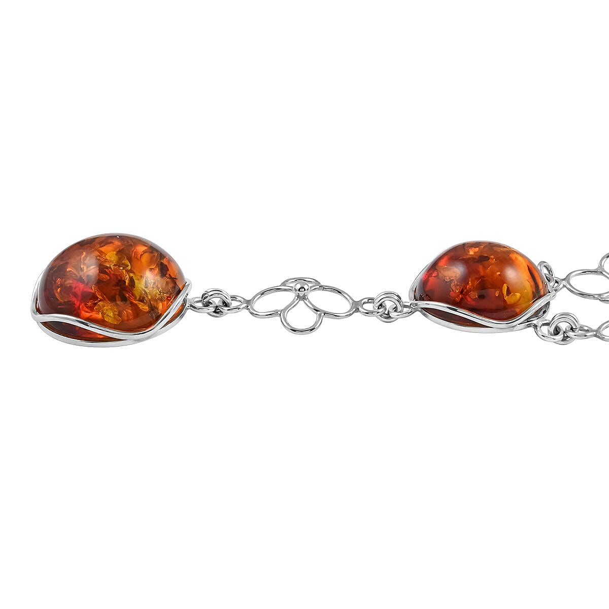 Baltic Amber 2 Tier Necklace 18-20 Inches in Sterling Silver with Extender image number 3