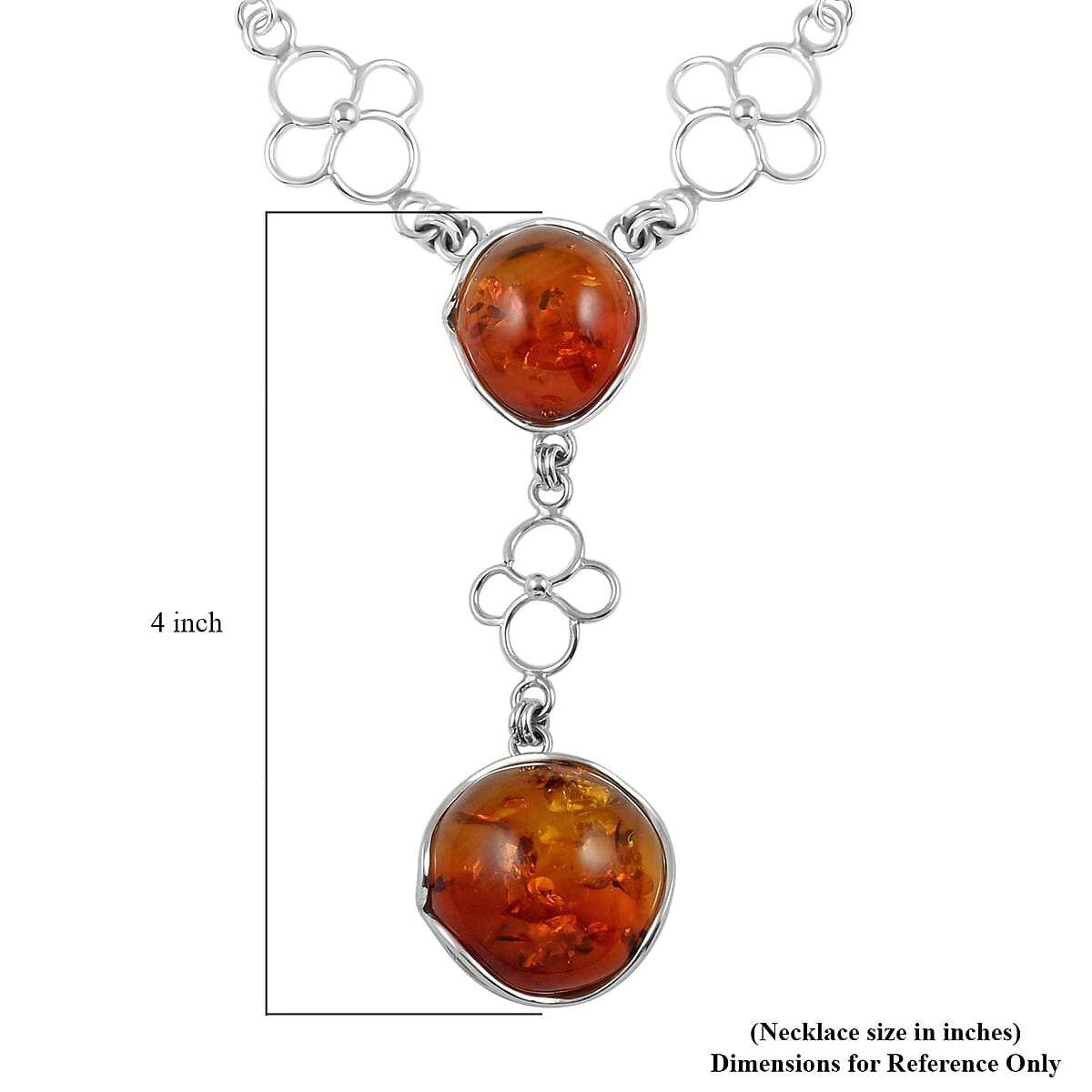 Baltic Amber 2 Tier Necklace 18-20 Inches in Sterling Silver with Extender image number 5
