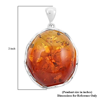 Baltic Amber Round Pendant in Sterling Silver