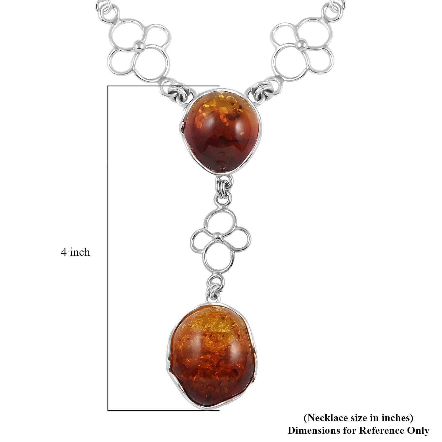 Baltic Amber Round Pendant in Sterling Silver