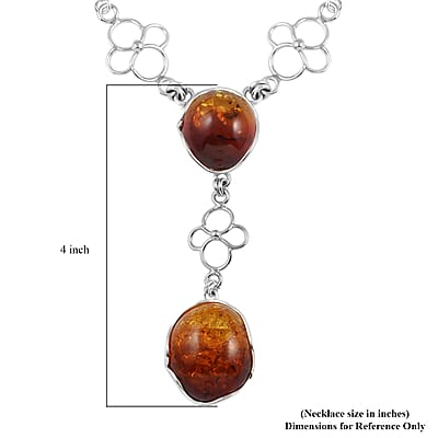 Baltic Amber Round Pendant in Sterling Silver