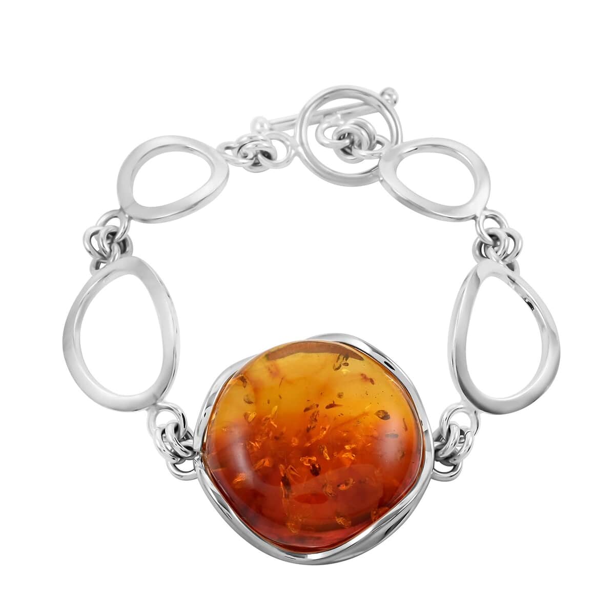 Baltic Amber Toggle Clasp Round Bracelet in Sterling Silver (7.50 In) 9 Grams image number 0