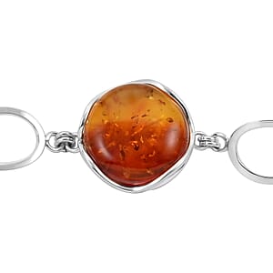 Baltic Amber Toggle Clasp Round Bracelet in Sterling Silver (7.50 In) 9 Grams