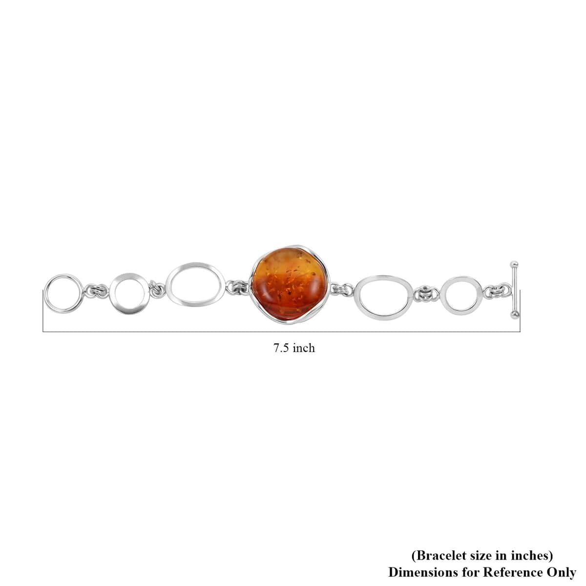 Baltic Amber Toggle Clasp Round Bracelet in Sterling Silver (7.50 In) 9 Grams image number 4