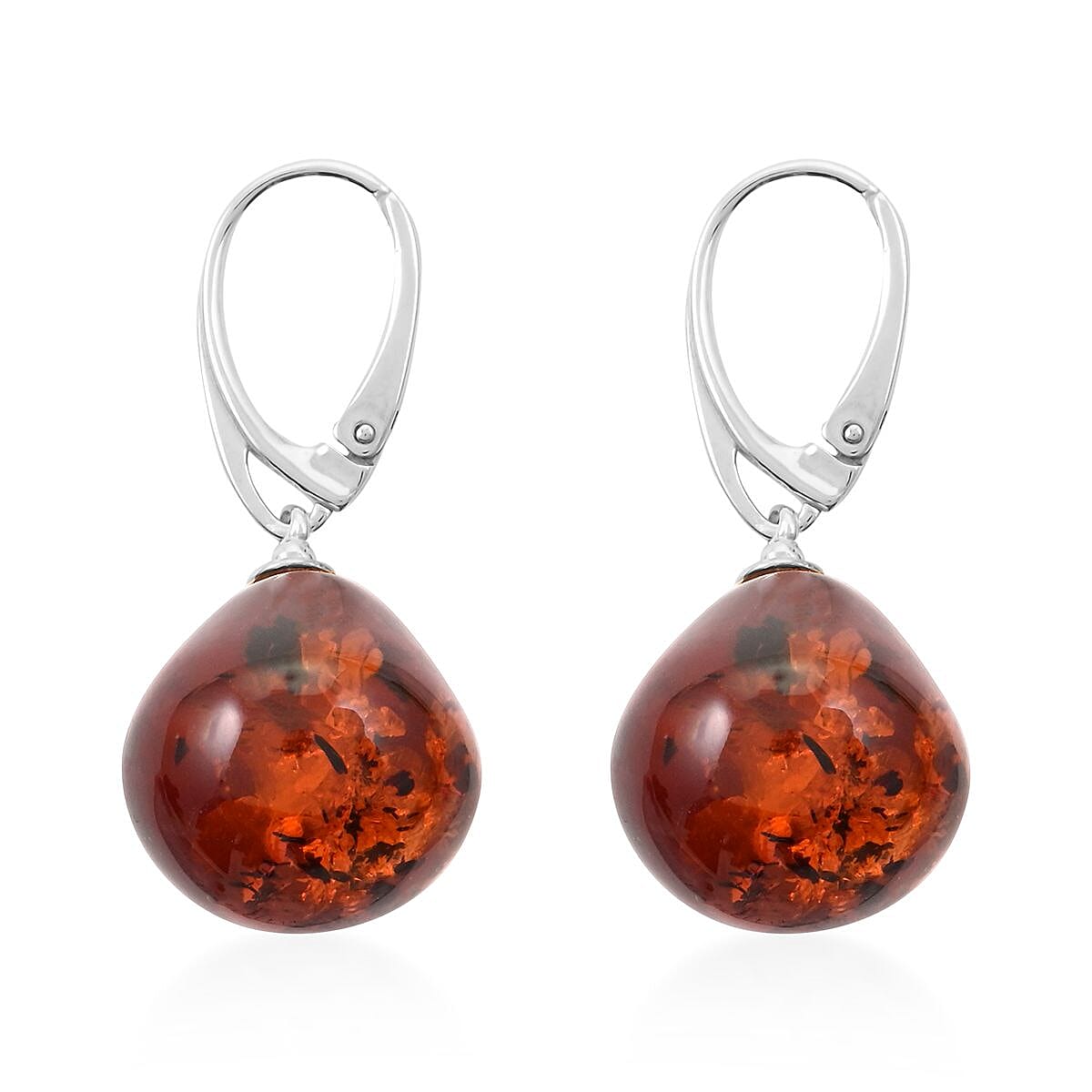 Baltic Amber Drop Earrings in Sterling Silver image number 3