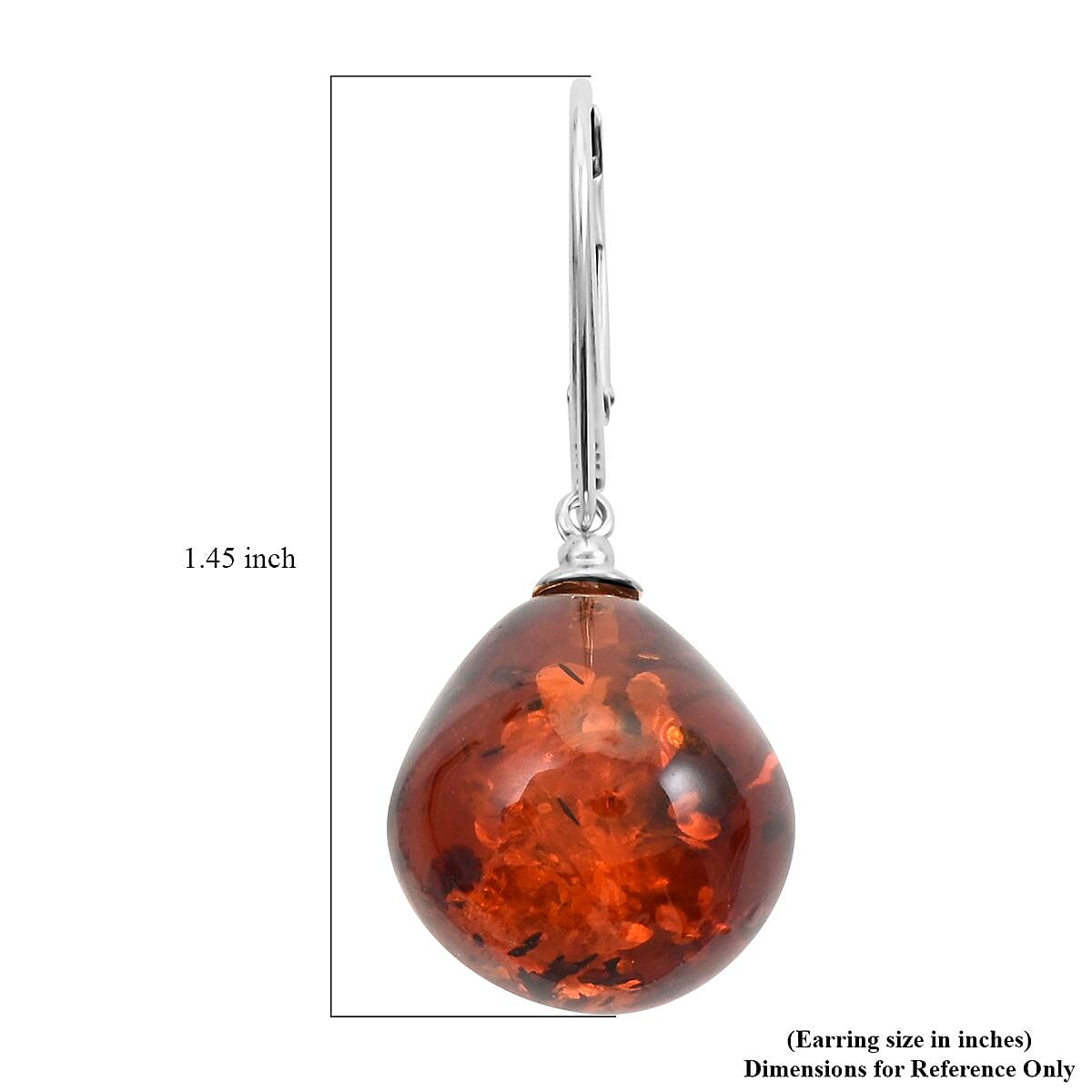 Baltic Amber Drop Earrings in Sterling Silver image number 4