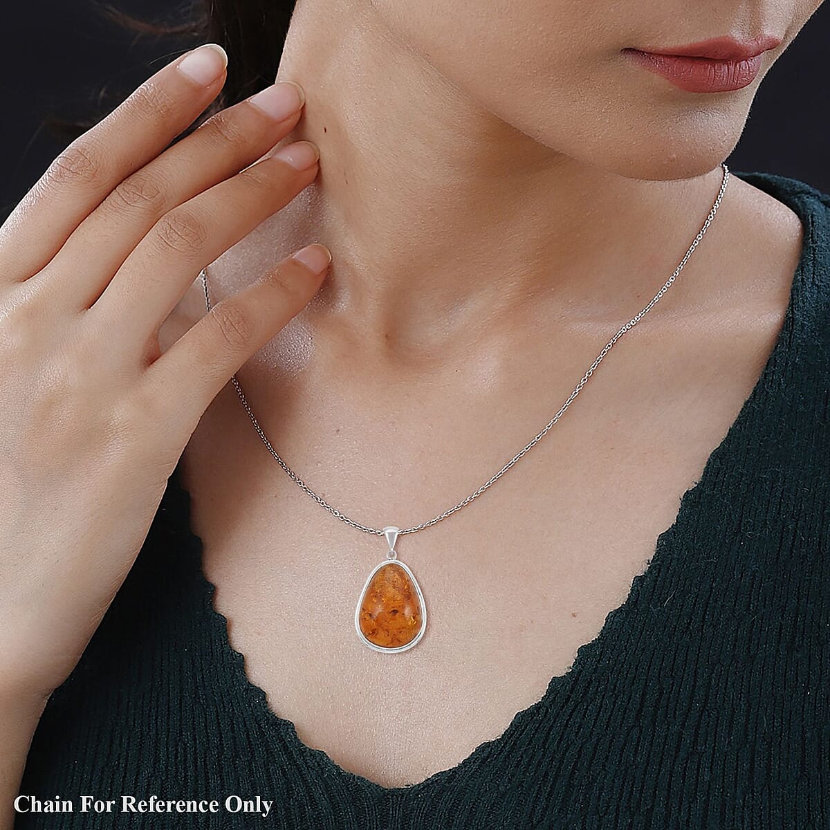 Baltic Amber Pendant in Sterling Silver 9 Grams image number 2