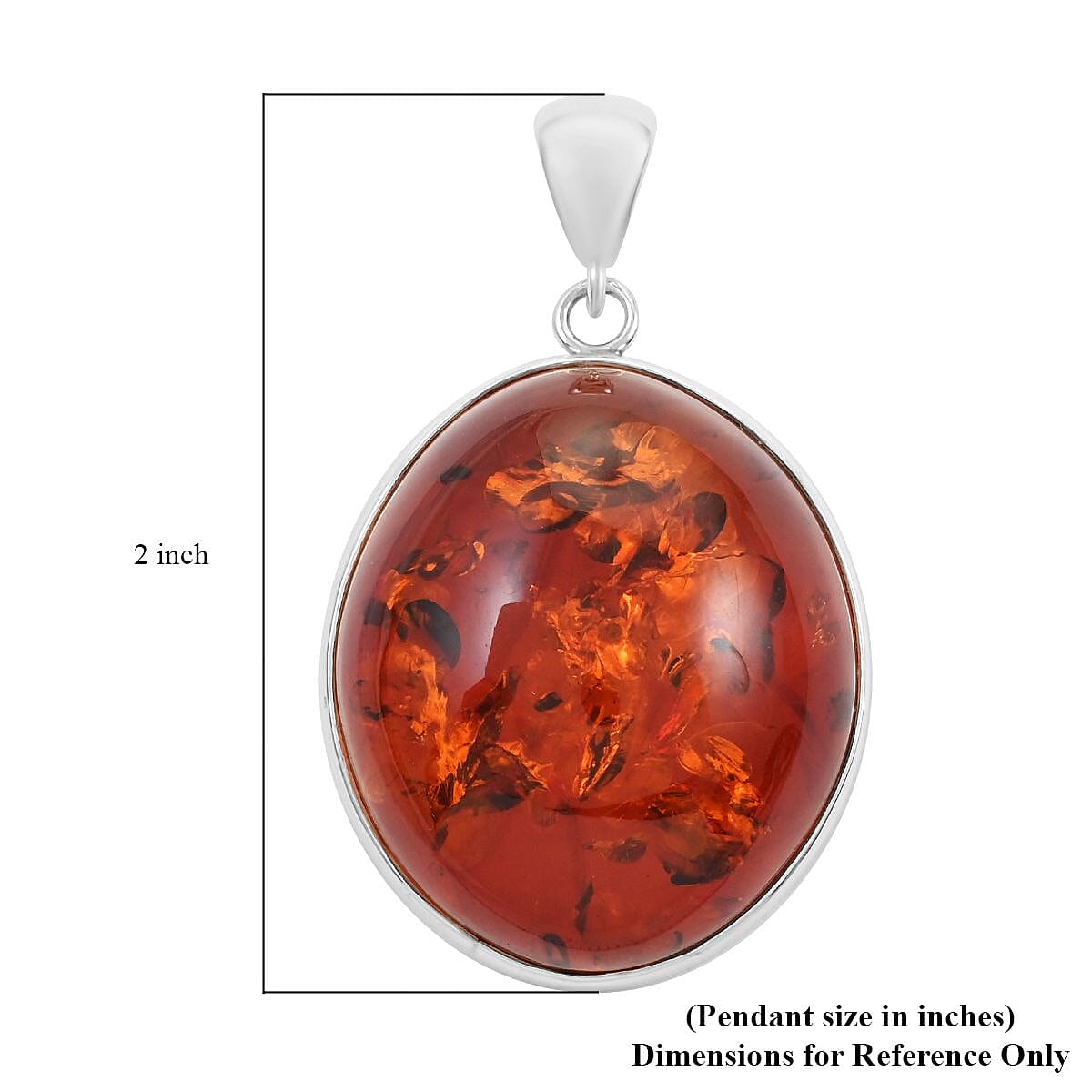 Baltic Amber Round Pendant in Sterling Silver 8.8 Grams